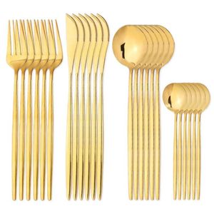 24 Pcs/set 304 Stainless Steel Cutlery Dinnerware Set Table Golden Tableware 24 Pieces Spoons Knife And Forks 210928