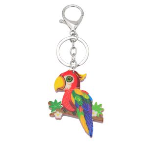 Cute Cartoon Acrylic Keychains Creative Parrot Animal Key Chain Jewelry For Women Kids Girls Gift Car Accessory