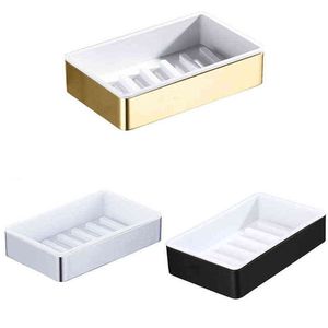 Wholesale black wall plates for sale - Group buy Black Gold Bathroom Shelves Soap Dish Box Holder Drain Basket Storage Rack Wall Mounted Toilet Kitchen Accessories No Drilling
