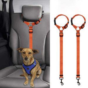 Pet Dog Kot Samochodowy Pas bezpieczeństwa dla Akcesoria Regulowane Pet Dog Samochodowy Seat Belt Bezpieczeństwo Puppy Pojazd Solidny Stop Cynkowy Obrotowy 211006