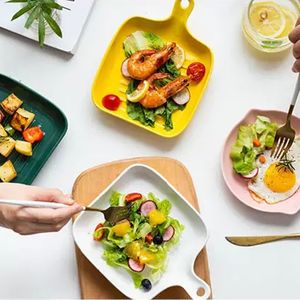 Nordic Matte Kwadratowe płyty Ceramiczne Taca do pieczenia Domowy Pieczony Ryżowy Miska Kuchenka mikrofalowa Naczynia Tableware Dinner Talerz