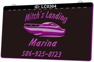 LC0304 Mitch's Landing Marina Light Sign 3d Gravura