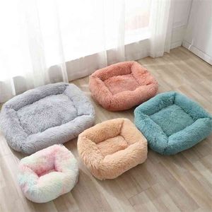 Plush Cat Bed House Warm Soft Square Cats Nest Winter Pet Cushion Mats For Small Dogs Cats Pet Basket Puppy Kennel Pets Supplies 210924