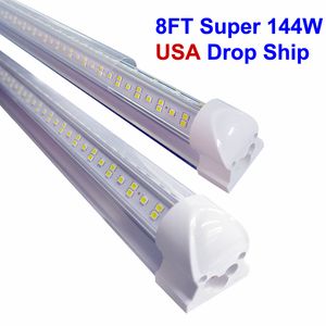 Stock In US V-Shaped T8 LED Tubes Integrated Cooler Door USA America LED bulbs 4ft 5ft 6ft 8ft LED fluorescent light AC85-265V