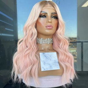 Light Pink Colored Wave Blonde Ombre 13X6 Transparent Lace Front Wig Human Hair Wigs With Baby Hairs For Women Natural Hairline Remy Full Lacewigs 13X4 Frontal wigs