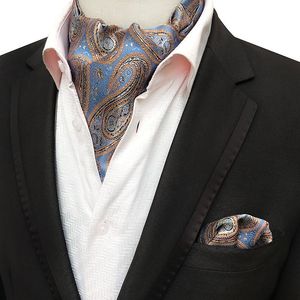 Linbaiway män passar ascot slips set för man cravat slipsar näsduk blommig paisley pocket fyrkantig bröllop anpassad logotyp nacke