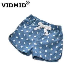 Çocuk Yaz Kot Çocuk Bebek Kız Şort Çocuk Denim Pamuk Pantolon Çocuklar Kızlar Için Sevimli Giyim P4375 210622