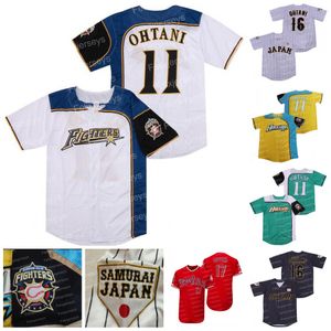 Custom Shohei Ohtani #11 Hokkaido Nippon Ham Fighters Baseball Jersey Japan 2017 AMBITIOUS Movie For Mens Womens Youth Double Stitched Name and Number