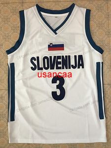 Niestandardowy #3 Goran Dragic Team SLOVENIJA Basketball Jersey zszywane białe dowolne imię i rozmiar numeru XS-3XL 4xl 5xl 6xl NCAA koszulki