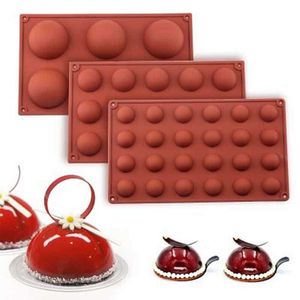 Stampi in silicone per cioccolato 3 pezzi / set a forma di emisfero 6/15/24 fori Accessori per la cottura di alimenti per alimenti Stampo per caramelle Bakeware Cucina Gadg 210721