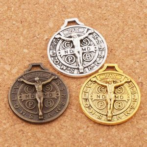 Alloy Jesus Benedict Patron Medal Crucifix Cross Charms Antique Silver/Gold/Bronze Pendants 24x21mm L1658 Jewelry Findings Components 72pcs/lot