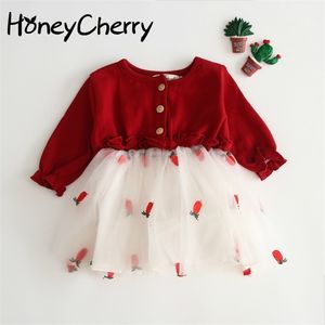 Baby Mädchen Kleider Party und Hochzeit Kids'infant Prinzessin Koreanische Rote Kleid Geburtstag Kleidung Für Mädchen Kleine Mädchen Kleidung 210701