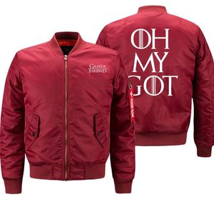 Mäns Jackor Oh My Got Streetwear Winter 2021 Vintage Print Men Militär Bomber Hip Hop Motorcykel Fashion Coat Tjock Jacka