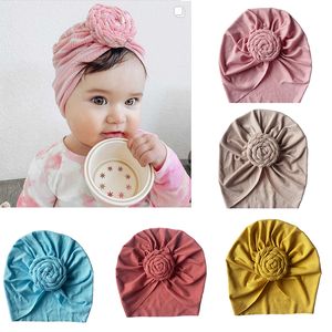 Baby Turban hattar Tjejer Indien Caps Headwrap Infant Headband Beanie Braids Donuts Cap för 8 färger M3454