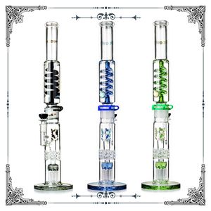 Freezable coil Straight Bong Dab Rigs Water Pipes triple layer showerhead Percolator & welded 8 tree perk Build A Condenser Coil Bongs Hookahs Water pipe 21"
