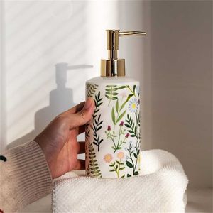 Amerikanskt badrum keramisk hand sanitizer dispenser flaskor schampo dusch gel dekal blomma lotion 211222