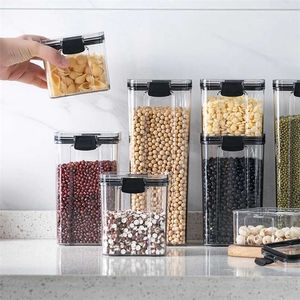 3 Pieces Kitchen Organizer Storage Box High Quality Case Food Set Vacuum Lid Pantry Bottle Spice Legume Spaghetti Rice Cereals 211110