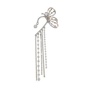 Trendy Long Tassel Pearl earrings Butterfly Ear Cuff Without Pierced Ears Chain Earring Women Girls Jewelry