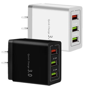 18 W schnelles Schnellladen, EU-US-Stecker, QC3.0, 3 USB-Anschlüsse, Wandladegerät für Ipad, iPhone 12, 13, 14, 15, Samsung, Android-Telefon, PC, MP3