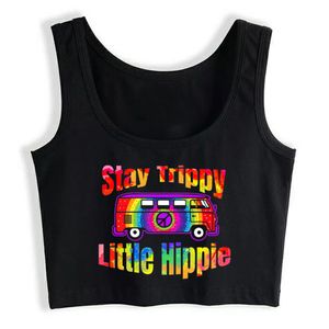 Beskära Top Kvinnor Håll Trippy Little Hippie Tie Dye Harajuku Tank Top Kvinnor Roliga Kvinnor Kläder X0507