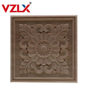 Oggetti decorativi Figurine VZLX Cornice Porta Armadietto Mobili Applicazioni in legno per applique ad angolo intagliato non verniciato