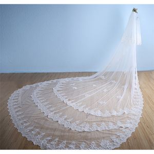 2021 Luxury Wedding Veil Ivory 4m*3m Bridal Veils with Comb Tulle Floral Applique Shining Sequins Beads