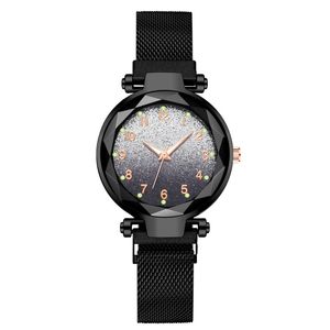 Kvinnor Quartz Watch 33mm Ladies Klockor Montre de Luxe Elegant Mode Business Armbandsur Round Gradient Starry Sky Luminous Rostfritt Stål Girl Present