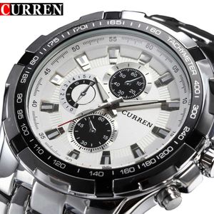 Top Marka Luksusowe Pełne Zegarki Stalowe Mężczyźni Sport Business Casual Quartz Wrist Watches Wojskowy Wristwatch Wodoodporny Relogio Sprzedaż X0625