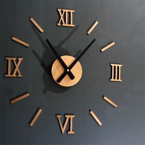 45x45cmローマのr 3 d腕時計リビングルームのモダンなデザインDIYの家の装飾211110のためのアクリルのミラーのデジタル壁時計
