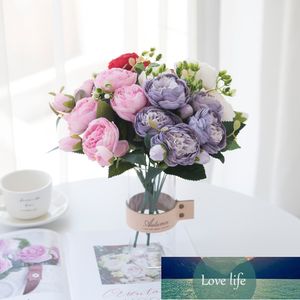 Flores artificiais vermelhas de seda peônia rosas vasos para casa decoração noiva bouquet acessórios de casamento artesanato DIY presentes rosa plantas falsas