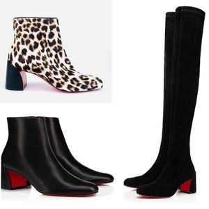 21s Ladies Winter Sexy Tall Boots Woman Red Botto Shoes Ankle Boot Reds Sules Heels Turela Bootie Heeled Fashion Black S moft Läder EU35