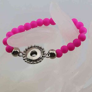 6PC Children 12mm metal Snap Metal Button Jewelry 10Colors 6mm Acrylic Rubber Beads Bracelets 15cm For Kids