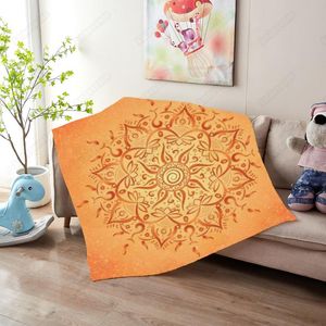 Filtar mandala plysch kasta filt orange boho dekor för sängar sherpa fleece sängkläder bärbar picknick