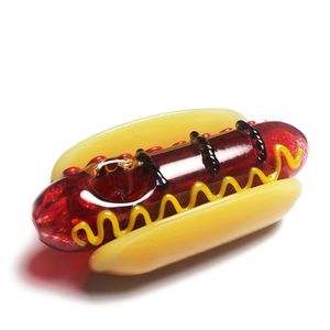 Śmieszne hotdog szklane rury 4inches tytoń łyżka ręcznie ręcznie palący rury palnik oleju suchy ziół kawałek hot dog kształt