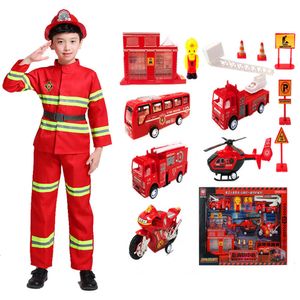 Polizist Kindertag Rollenspiel Feuerwehrmann Uniform Kinder Sam Geburtstagsgeschenk Halloween Kostüm Mädchen Junge Feuerwehrmann Spielzeug Cosplay Q0910