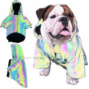 Design Abbigliamento per cani Abbigliamento per cani Felpa con cappuccio riflettente con luce lampeggiante Bulldog francese Cappotti per cani grassi Giacca a vento S-5XL Grandi giacche per animali domestici Impermeabile per cuccioli Regalo per animali domestici di Natale