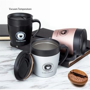 Uchwyt kubek kawa ze stali nierdzewnej Termos Cups Flask Próżniowy Thermo Butelka Wody Dorosłych Bussiness Mężczyźni Herbata Portable Thermocup 330ml 210913