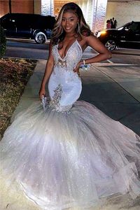 2021 plus storlek arabiska aso ebi sparkly sjöjungfru sexiga prom klänningar spets pärlstav kristaller kväll formell fest andra mottagning klänningar klänning zj215