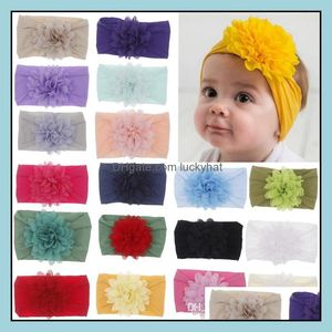 Bandas de cabe￧a joias j￳ias19 Color Chiffon Hairband Beddler Elastic Peony Flower Turbano Baby Big Floral Headwearwarwar