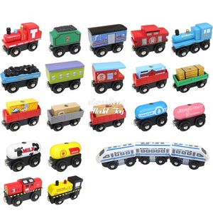 Magnetic Wooden Train, DIY Building Blocks, Locomotive Car, Educational Toy, Compatible with Track, Parent-child Interactive, Christmas Kid Birthday Gift, 2-2