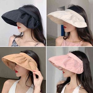 Летние шляпы для женщин без верхнего солнца Шляпа складной открытый водонепроницаемый солнцезащитный крем Cap Multifun Girl Bonnet Beach Hat UV Protection G220301