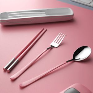 Nordic Gold Dinnerware Portable Chopsticks Spoon Set Koreansk Kök Förvaring Box Student Travel Modern Bestick Set