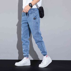 Primavera verão preto azul cargas jeans homens streetwear denim jasta calças homens baggy harem jean calças plus tamanho 6xl 7xl 8xl 210330