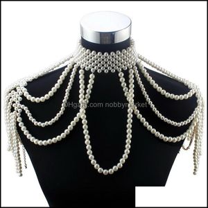 Hanger Kettingen Hangers Sieraden Florosy Lange Bead Chain Chunky Simplate Pearl Necklace Body for Women Costum Choker Verklaring DR