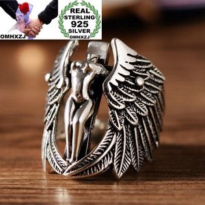 Ringos de cluster omhxzj por atacado jóias de moda européia Homem de festas masculino presente de casamento Vintage Cross Wing Open Tai Silver Ring RR836