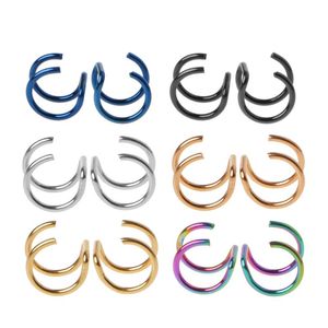 Wholesale titanium body piercing jewelry resale online - Stud Titanium Rings Ear Cuff Clips On Cartilage Ring No Piercing Body Jewelry