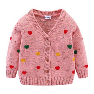 Mudkingdom Heart Girls Cardigan Sweaters Love Boutique Colorful Outerwear Cute Girl Sweater Jacket Children Clothes 210615