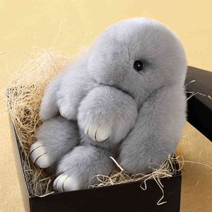 Sıcak Kawaii Sevimli Gerçek Hayat Tavşan Hayvan Kürk Bebek Peluş Oyuncak Çocuklar Doğum Günü Hediyesi Bebek Anahtarlık Süslemeleri Dolması Oyuncaklar MR141 Y211119