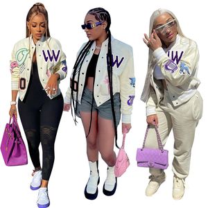 Mulheres Impressão Jaqueta de Beisebol Moda Carta Bordado Casual Outerwear Designer Primavera Hip Hop Hif Street Varsity Casacos para Senhoras