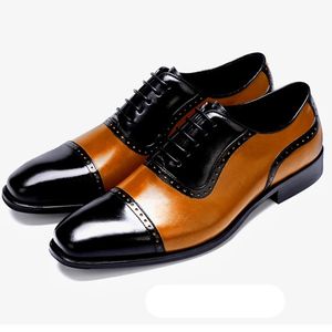 genuine mens sales oxfords black and orange business Italian fashion male shoes b